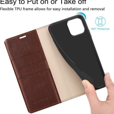 Bellamay Classic Leather Wallet Case For iPhone 12 Pro Max With Cardholders