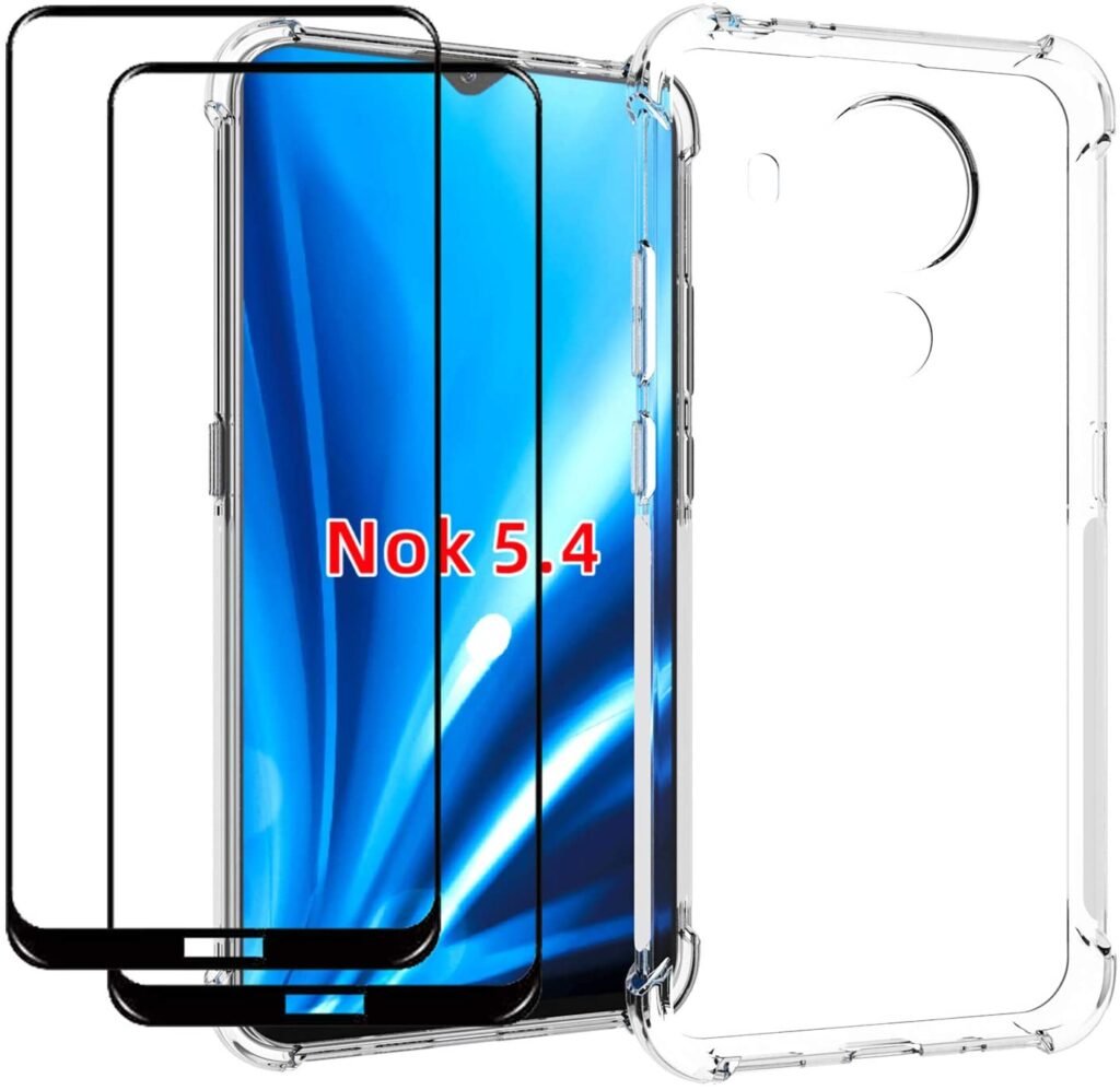 QCMM Nokia 5.4 Case With Tempered Glass - Clear Case