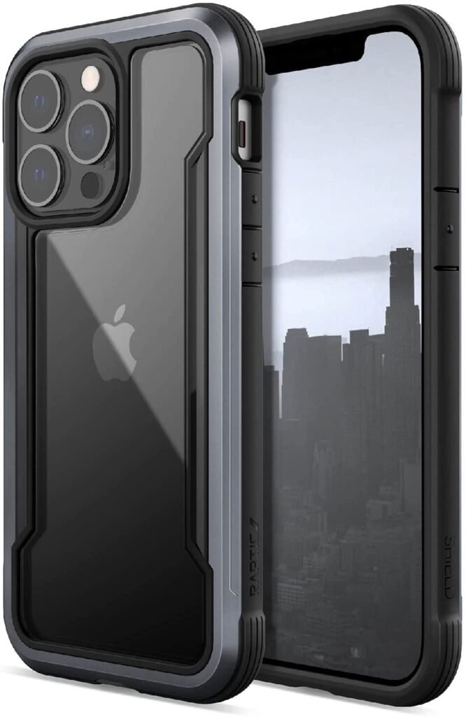 Raptic Shield Case Compatible with iPhone 13 Pro Case, Shock Absorbing Protection, Durable Aluminum Frame, 10ft Drop Tested, Fits iPhone 13 Pro, Black