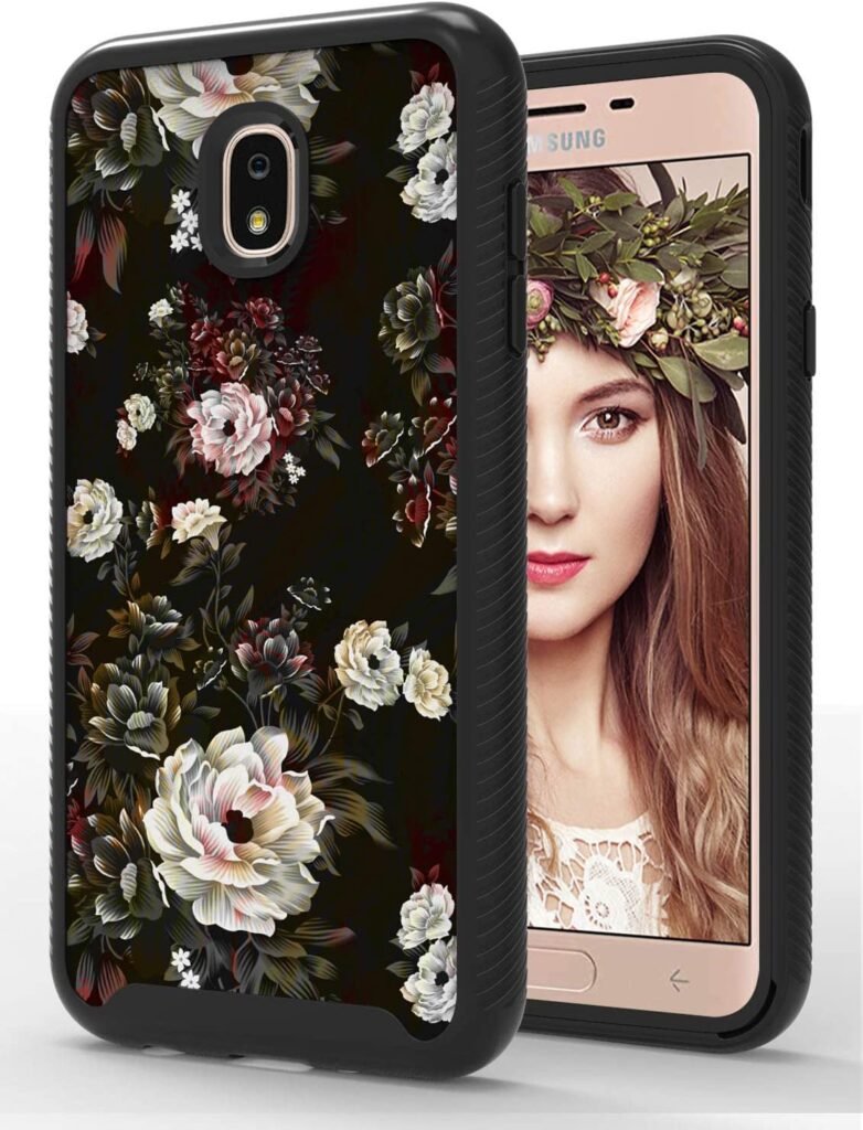 ShinyMax Galaxy J7 2018 Case with Roses Design - Samsung J7 Back Cover For Girl
