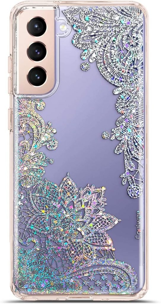 Coolwee Clear Glitter Plastic Phone Case for Samsung S21