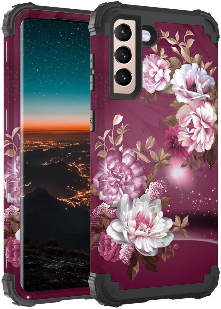 Hocase Plastic Phone case for Samsung S21 5G Case - Burgundy Flowers