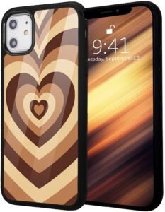 Idocolors Love Heart Printed Cases for iPhone 11, Abstract Painting Art Cute Design Soft TPU Hard Back Ultra-Thin Shockproof Anti-Fall Protective Girly Cover Case for iPhone 11