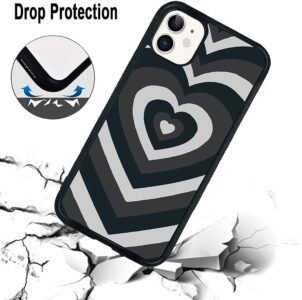 Love Heart Case for iPhone 11, Black Love Heart Coffee Latte Pattern TPU Silicone Protective Cover Compatible for iPhone 11 6.1 Blahearts