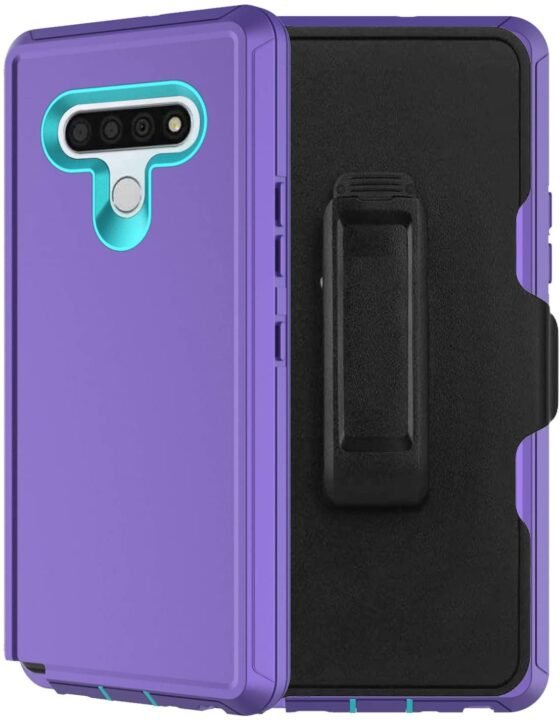 LG Stylo 6 Case with Built in Screen Protector,Heavy Duty Hard Shockproof Defender Protector Case Cover with Belt Clip Holster for 2020 LG Stylo 6 Phone Case (Kickstand & Purple)