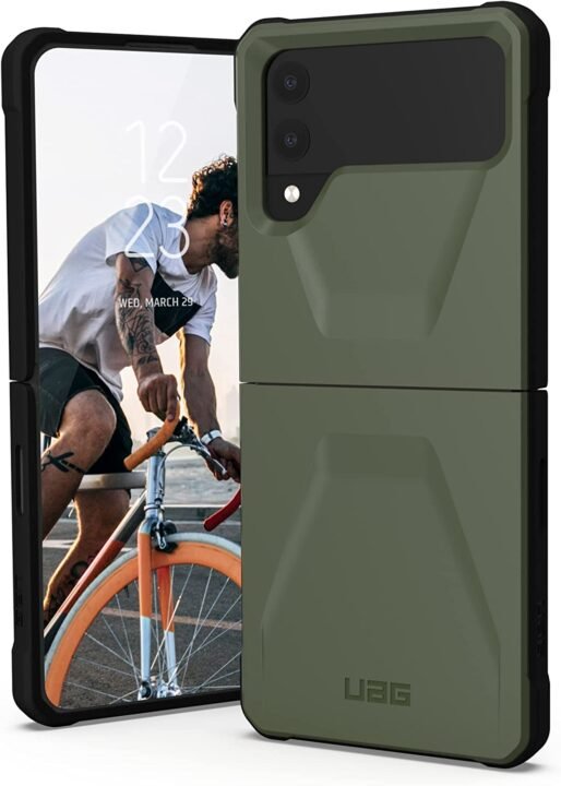 UAG Designed for Samsung Galaxy Z Flip 4 Case 2022 Green Olive Civilian Sleek Ultra-Thin Shock-Absorbent Protective Cover by URBAN ARMOR GEAR