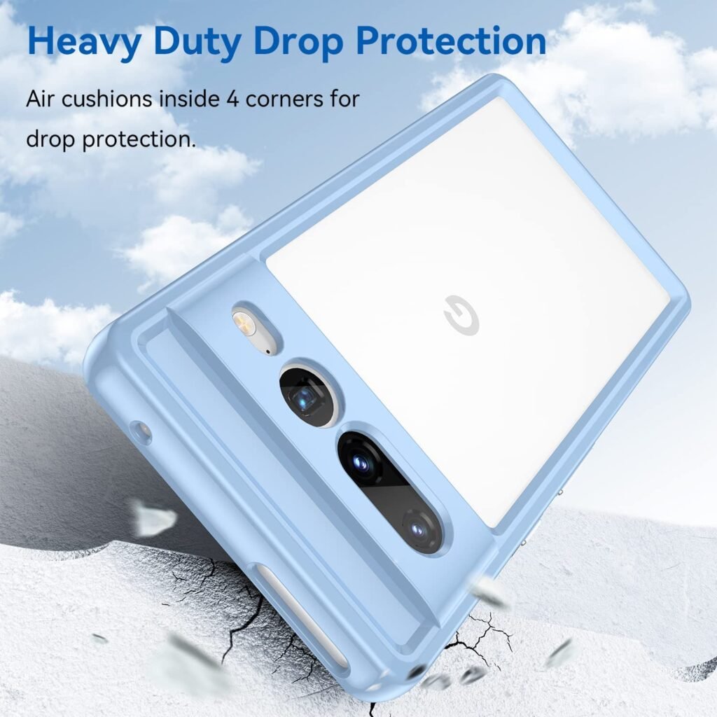 EVUNNBC for Pixel 7 Pro Case, Google Pixel 7 Pro Case Non Yellowing Military Grade Drop Protection Thin Flexible Silicone TPU Shockproof Protective Slim Fit Phone Cover for Google Pixel 7 Pro (Blue)