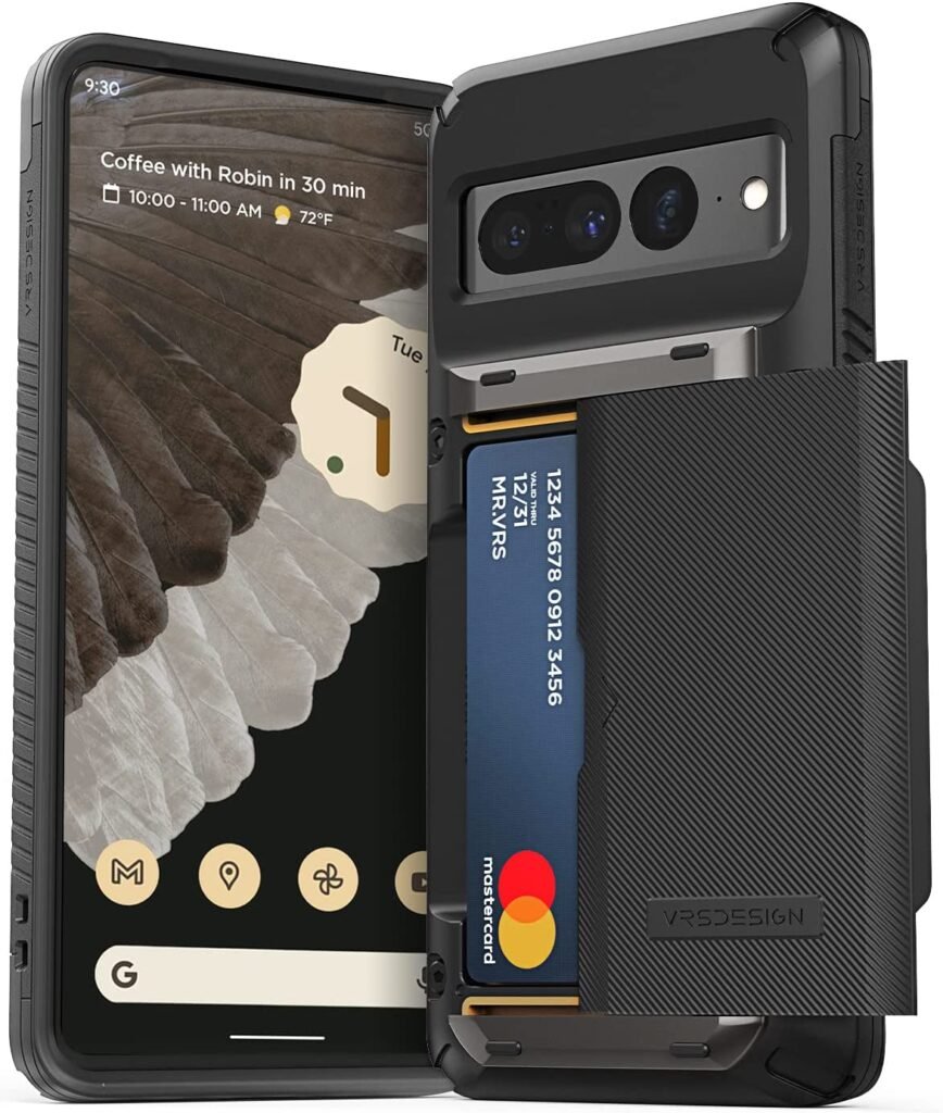 VRS DESIGN Damda Glide Pro for Pixel 7 Pro, Sturdy Semi Auto Wallet 4 Cards Case Compatible for Pixel 7 Pro Case (2022)
