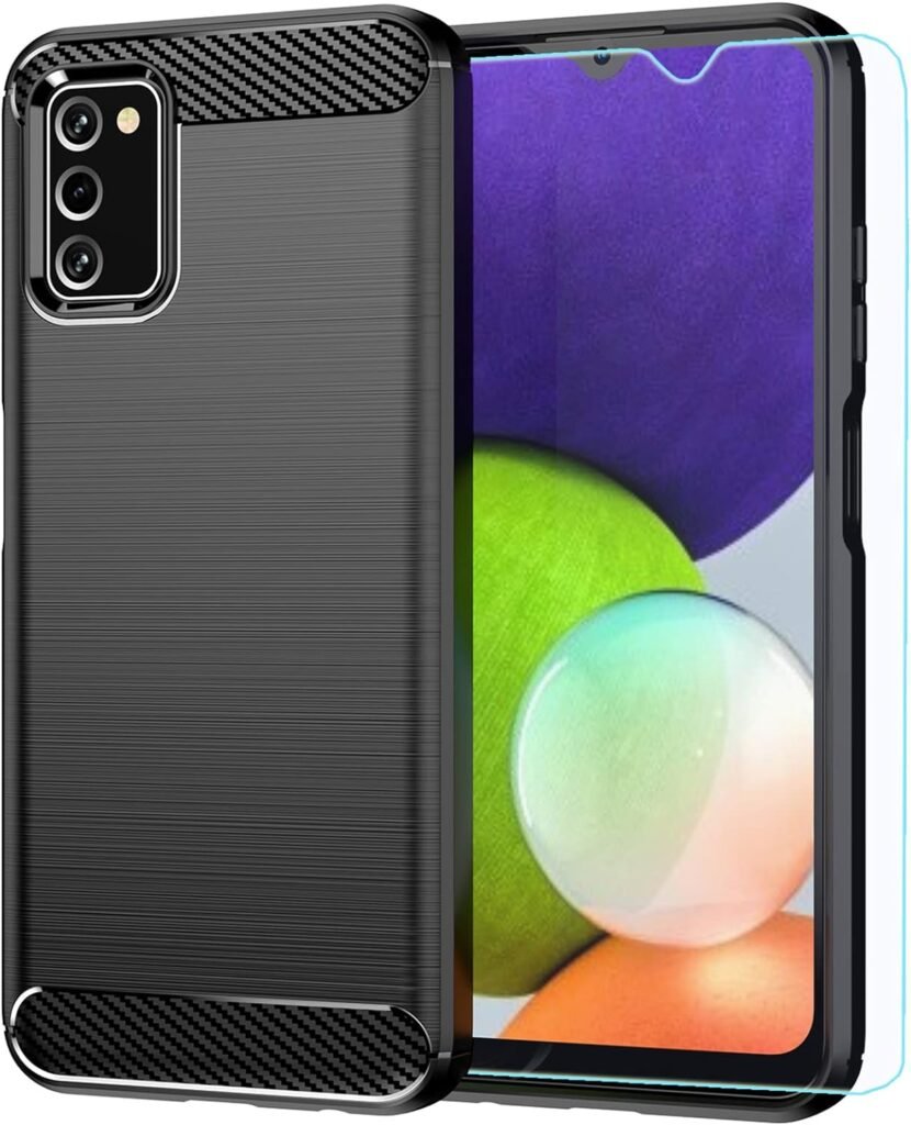 Phone Cases for Samsung Galaxy A03s, Galaxy A03S case with HD Screen Protector, Fashion Shock-Absorption Flexible TPU Bumper Soft Rubber Protective Case Cove for Samsung Galaxy A03S